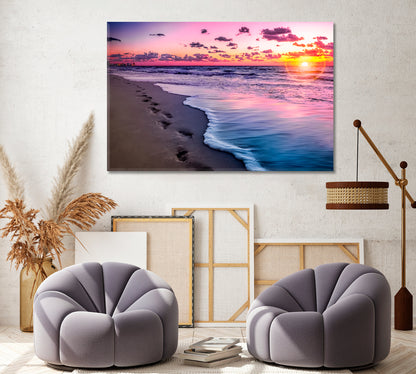 Cancun Coastline Beach at Sunset Mexico Canvas Print ArtLexy   