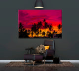Coconut Palm Trees at Sunset Canvas Print ArtLexy   