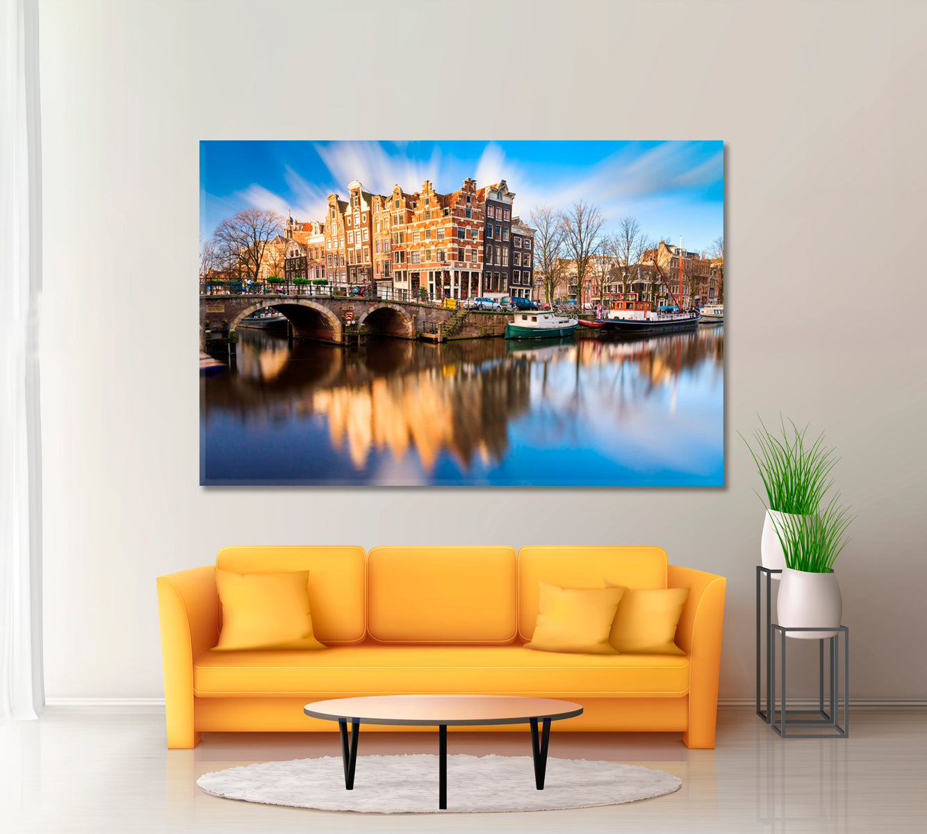 Prinsengracht and Brouwersgracht Canals Amsterdam Netherlands Canvas Print ArtLexy 1 Panel 24"x16" inches 