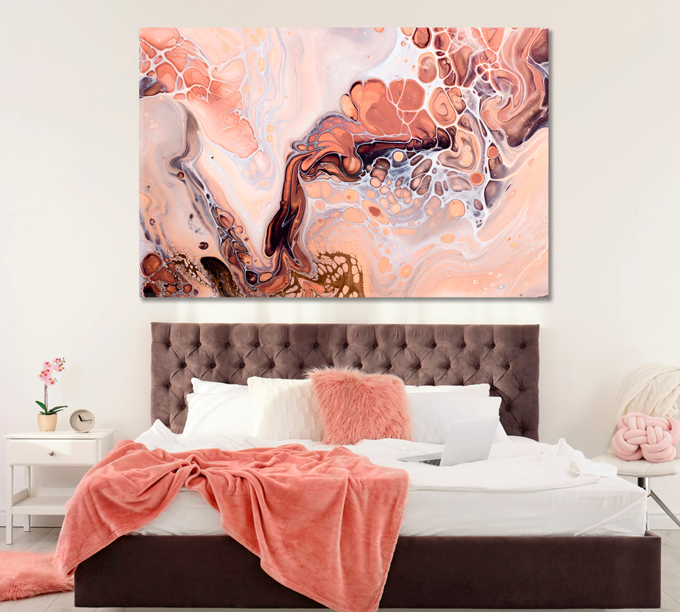 Pastel Colors Acrylic Bubbles Abstract Design Canvas Print ArtLexy 1 Panel 24"x16" inches 