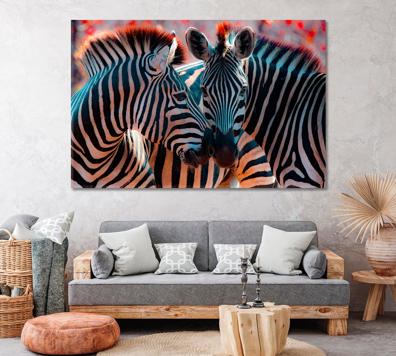 Beautiful Zebras Canvas Print ArtLexy 1 Panel 24"x16" inches 