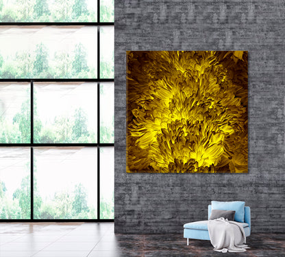 Luminous Chrysanthemums Leafs. Modern Floral Art Canvas Print ArtLexy 1 Panel 12"x12" inches 