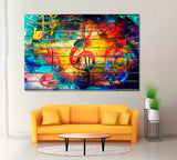 Abstract Music Notes and Violin Clef Canvas Print ArtLexy 1 Panel 24"x16" inches 