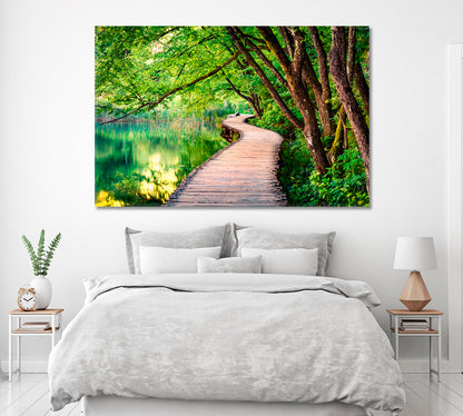 Wooden Bridge in Plitvice National Park Croatia Canvas Print ArtLexy   