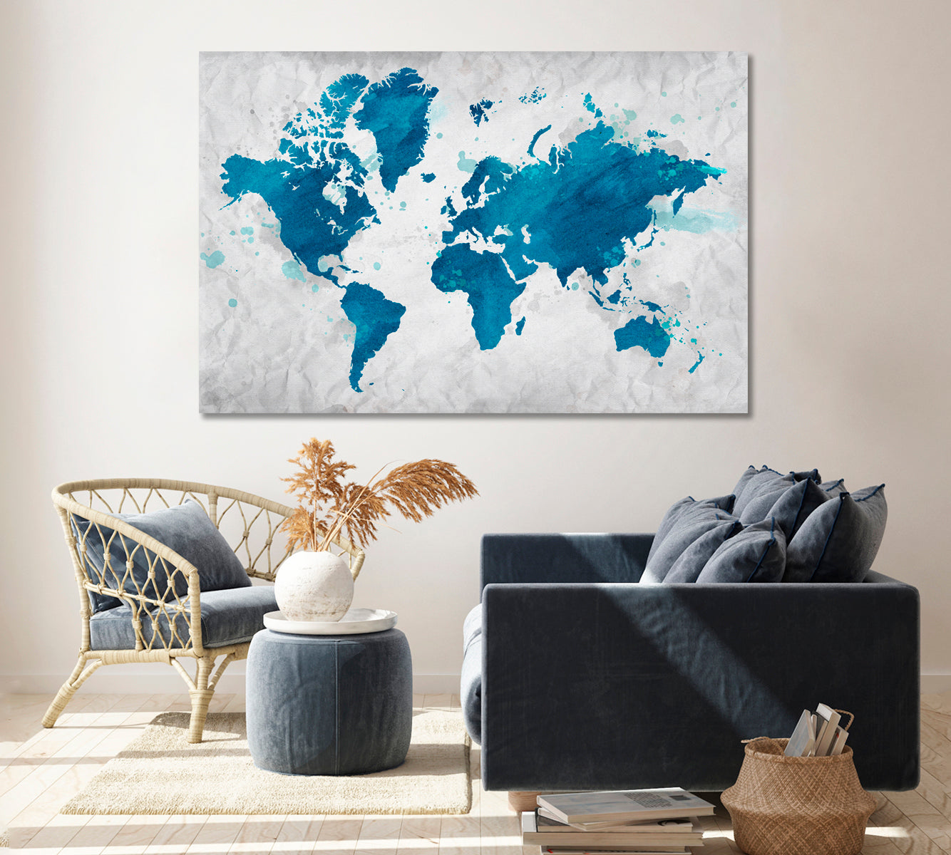 Modern Abstract Map of the World Canvas Print ArtLexy   