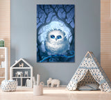 Cute White Owl with Blue Eyes Canvas Print ArtLexy 1 Panel 16"x24" inches 