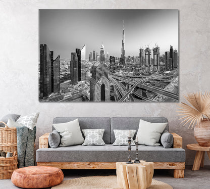 Dubai Skyline and Sheikh Zayed Road Canvas Print ArtLexy 1 Panel 24"x16" inches 