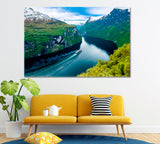 Geiranger Fjord Norway Canvas Print ArtLexy 1 Panel 24"x16" inches 