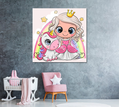 Cute Princess and Unicorn Canvas Print ArtLexy   