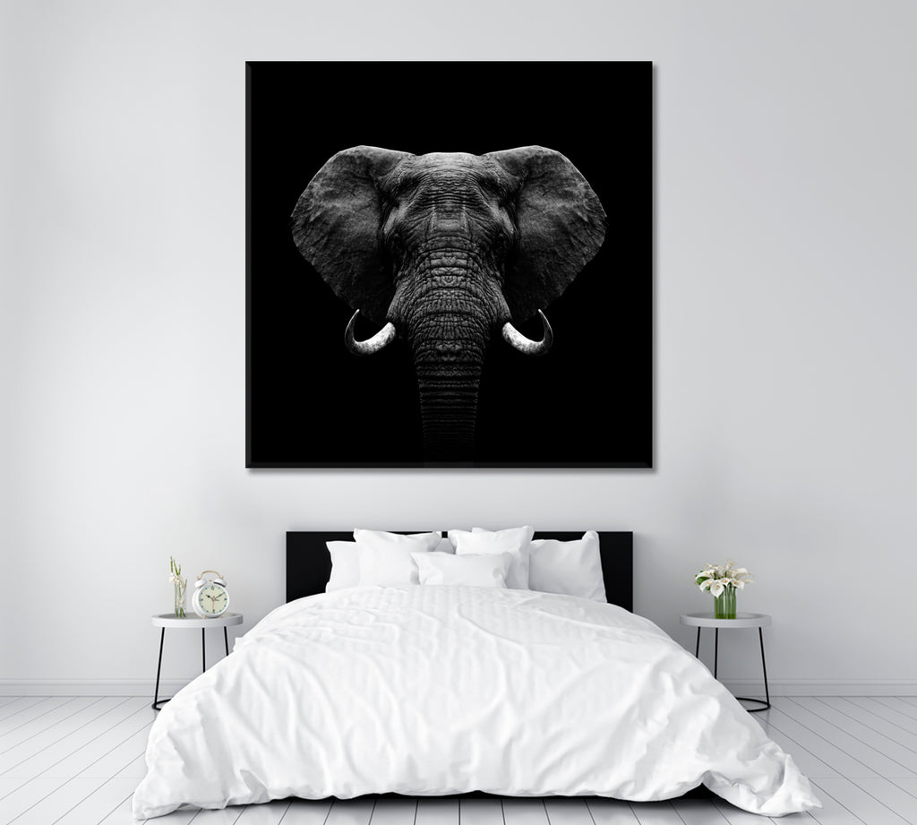 Elephant in Black and White Canvas Print ArtLexy 1 Panel 12"x12" inches 