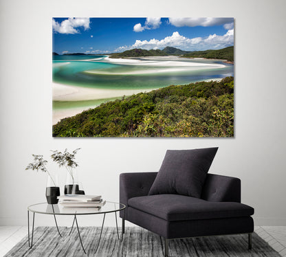Whitehaven Beach, Hill Inlet Queensland Australia Canvas Print ArtLexy 1 Panel 24"x16" inches 