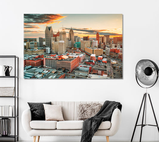 Detroit Michigan USA Downtown Skyline Canvas Print ArtLexy   