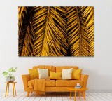 Tropical Yellow Palm Leaf Canvas Print ArtLexy 1 Panel 24"x16" inches 