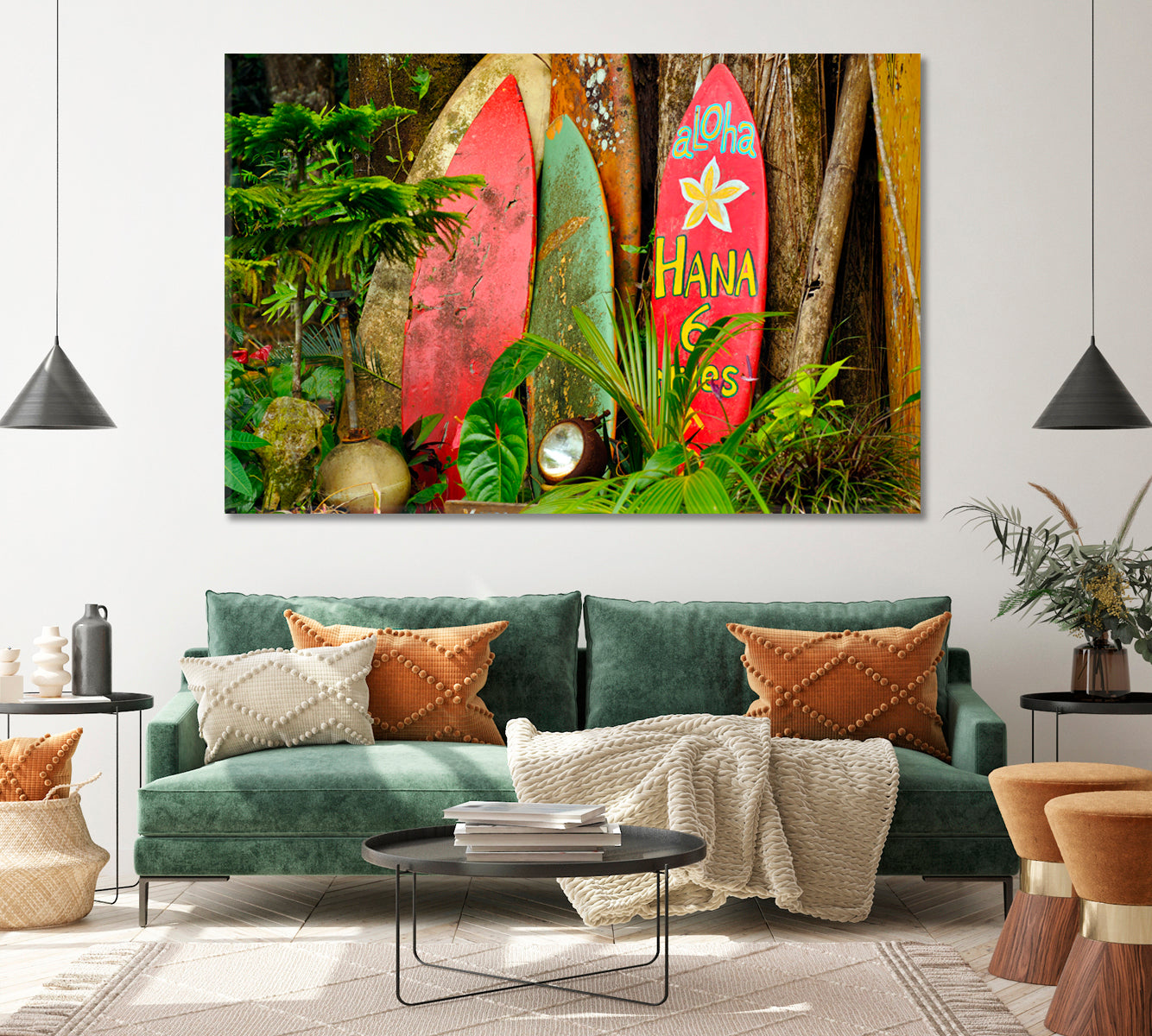 Old Surfboards On Hawaii Canvas Print ArtLexy 1 Panel 24"x16" inches 