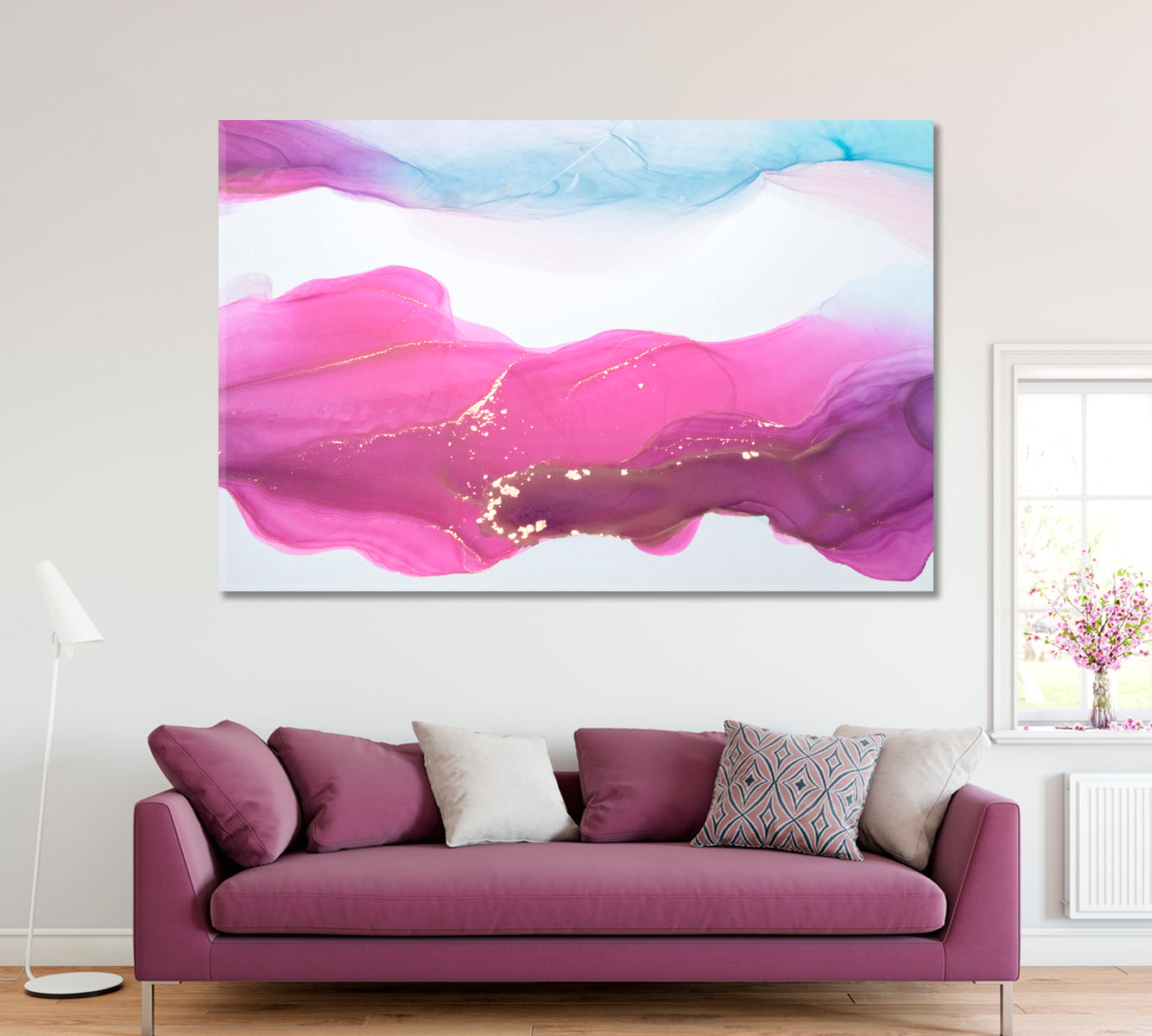 Abstract Pink Clouds Canvas Print ArtLexy 1 Panel 24"x16" inches 