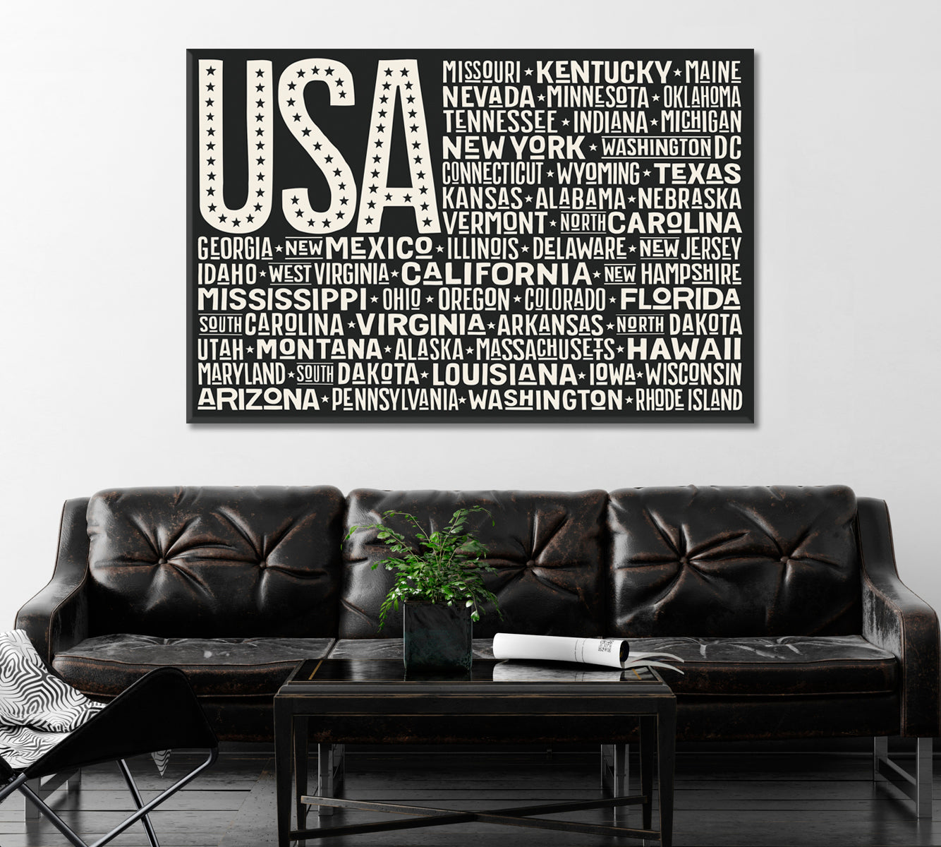 United States of America Flag with States Canvas Print ArtLexy   
