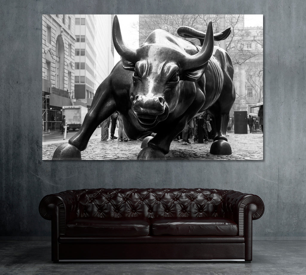 Charging Bull in Lower Manhattan NY Canvas Print ArtLexy 1 Panel 24"x16" inches 