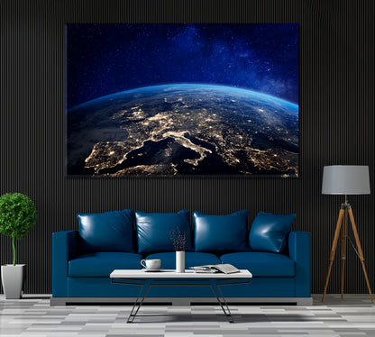 Earth and Galaxy Canvas Print ArtLexy 1 Panel 24"x16" inches 