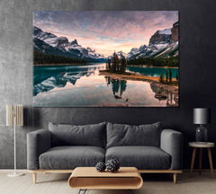 Maligne Lake and Spirit Island in Jasper National Park Canada Canvas Print ArtLexy 1 Panel 24"x16" inches 
