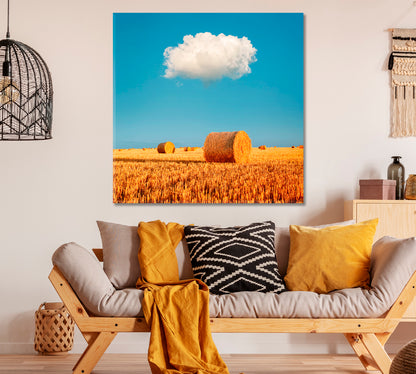 Hay-roll on Meadow Ukraine Canvas Print ArtLexy 1 Panel 12"x12" inches 