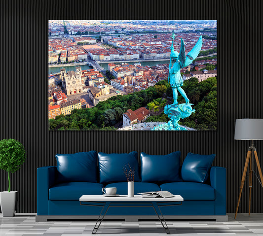 View of Lyon from Notre Dame de Fourviere Canvas Print ArtLexy 1 Panel 24"x16" inches 