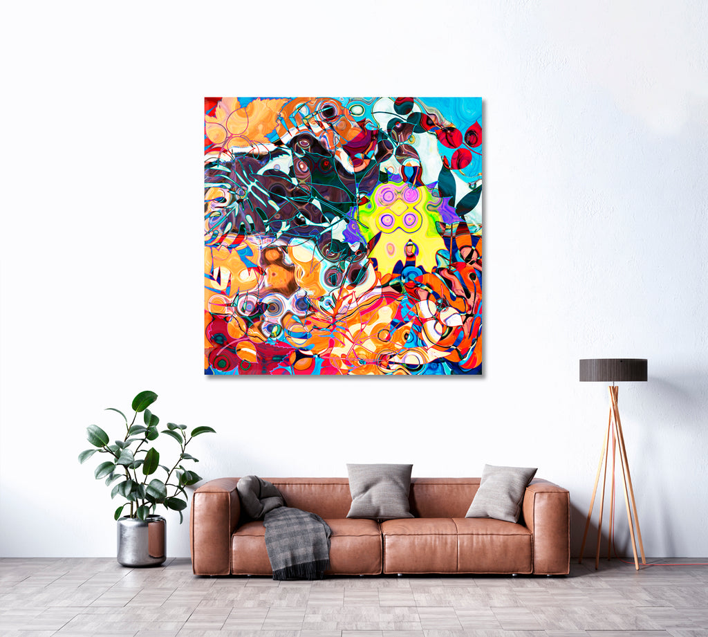 Abstract Colorful Geometric Art Canvas Print ArtLexy 1 Panel 12"x12" inches 
