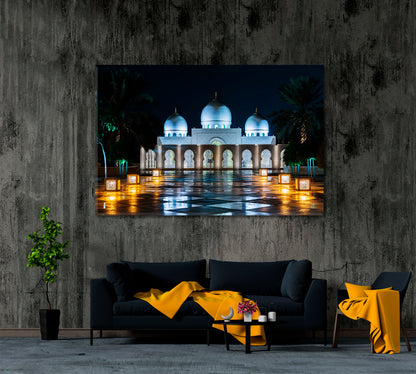 Sheikh Zayed Grand Mosque at Night Abu Dhabi Canvas Print ArtLexy 1 Panel 24"x16" inches 