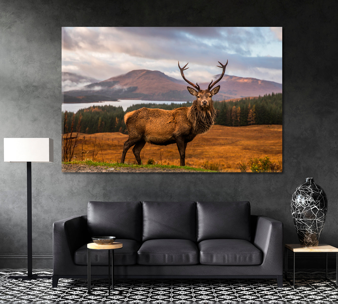 Wild Scottish Stag in Natural Habitat Canvas Print ArtLexy 1 Panel 24"x16" inches 