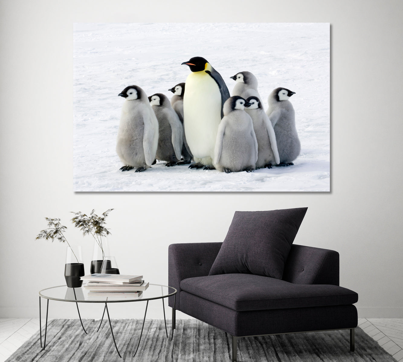 Emperor Penguins in Antarctica Canvas Print ArtLexy 1 Panel 24"x16" inches 
