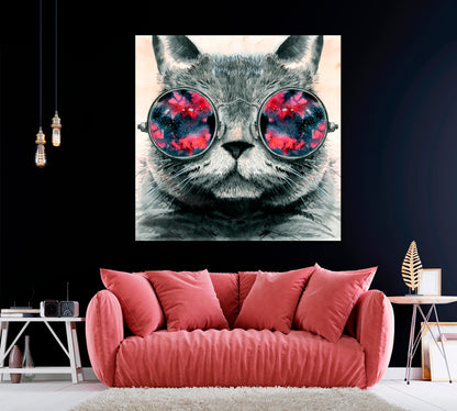 Fluffy Cat in Sunglasses Canvas Print ArtLexy   