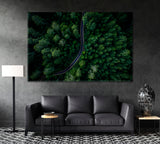 Winding Road in Forest Canvas Print ArtLexy 1 Panel 24"x16" inches 