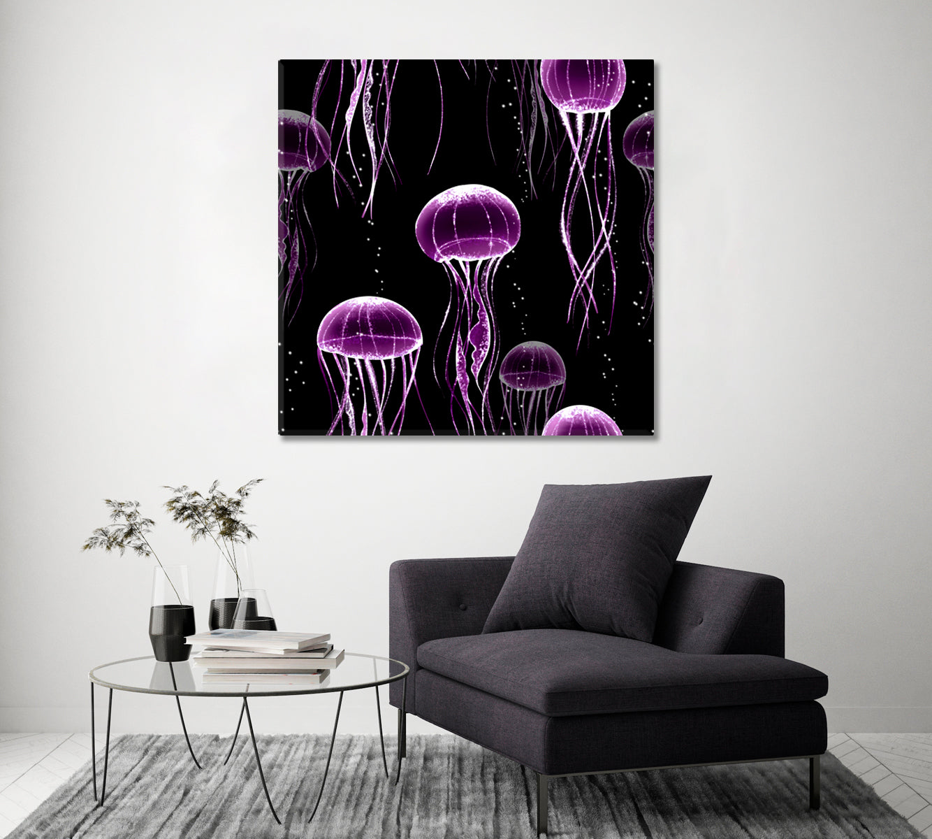 Purple Jellyfish Canvas Print ArtLexy 1 Panel 12"x12" inches 