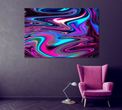 Abstract Neon Holographic Metal Canvas Print ArtLexy 1 Panel 24"x16" inches 