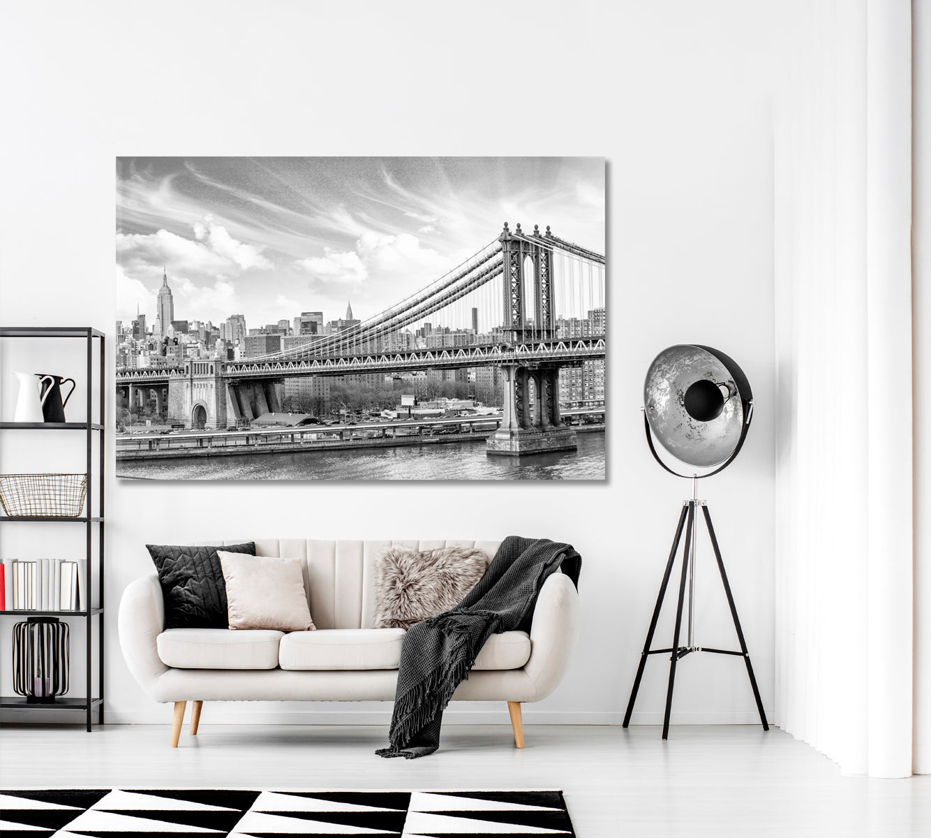 Manhattan on Cloudy Day Canvas Print ArtLexy 1 Panel 24"x16" inches 