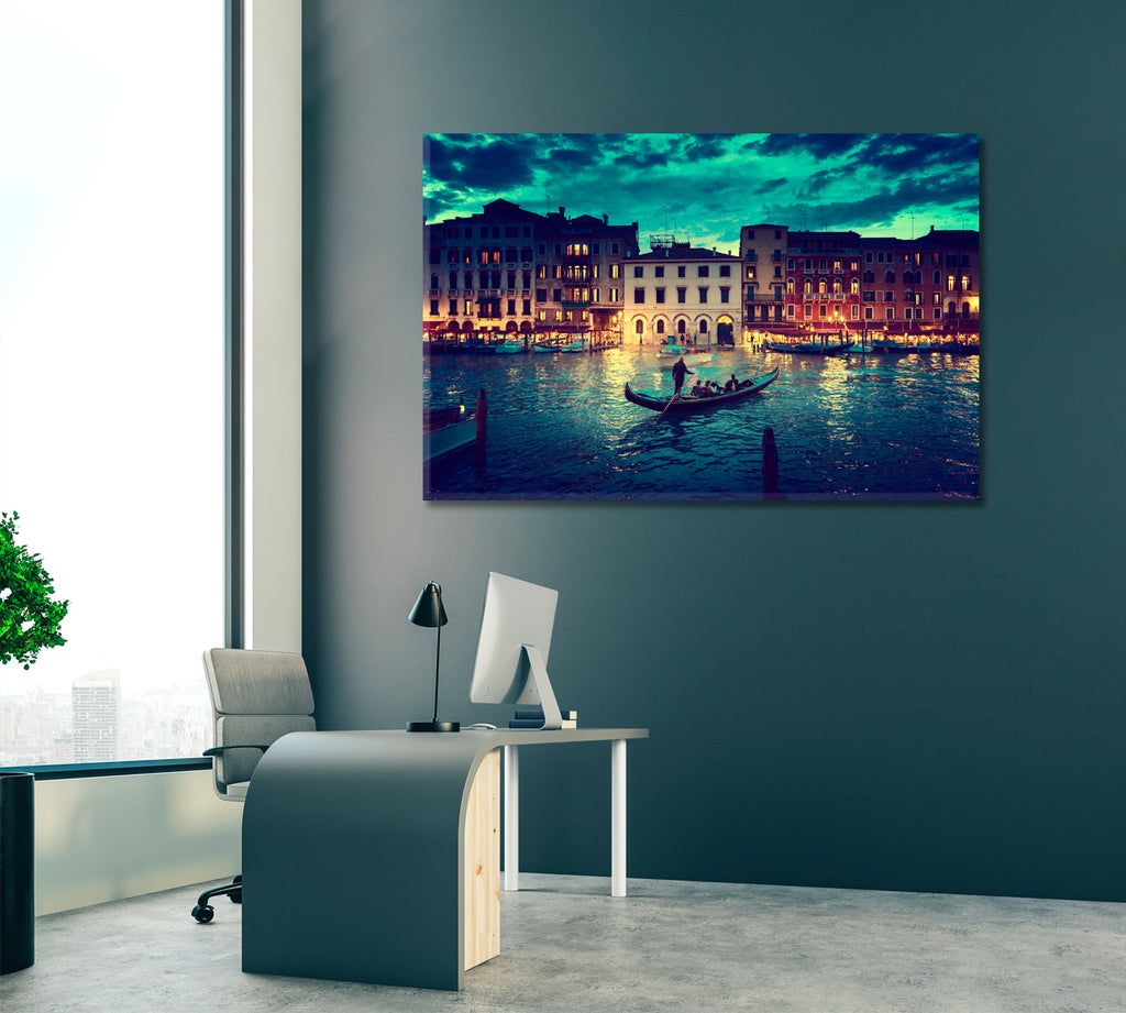 Grand Canal at Dusk Venice Italy Canvas Print ArtLexy 1 Panel 24"x16" inches 