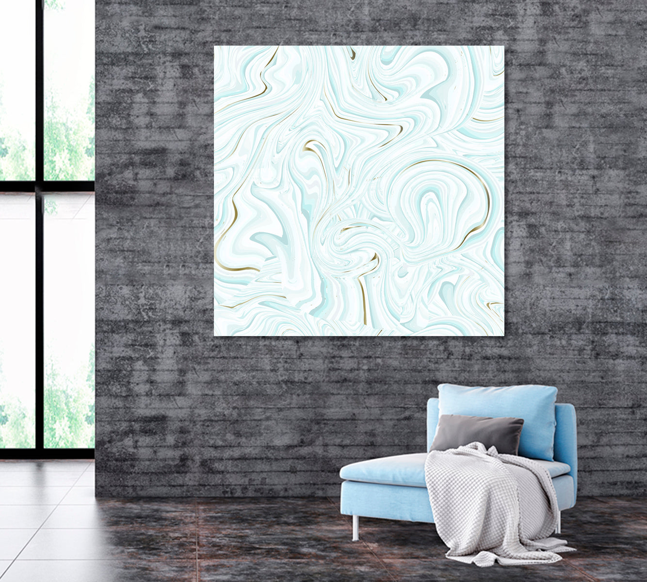 Abstract Blue Wavy Marble Canvas Print ArtLexy   