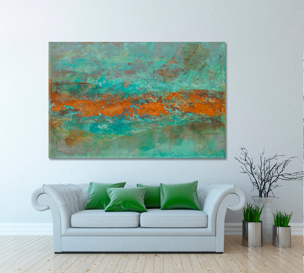 Abstract Painting Oxidized Metal Canvas Print ArtLexy 1 Panel 24"x16" inches 