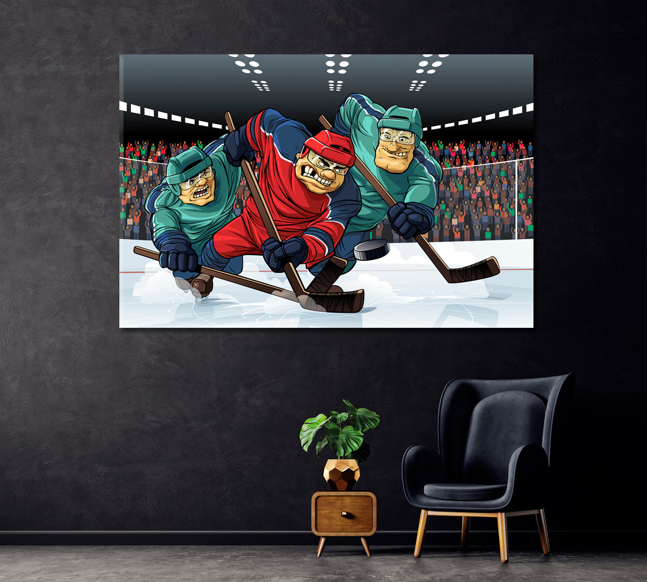 Ice Hockey Canvas Print ArtLexy 1 Panel 24"x16" inches 
