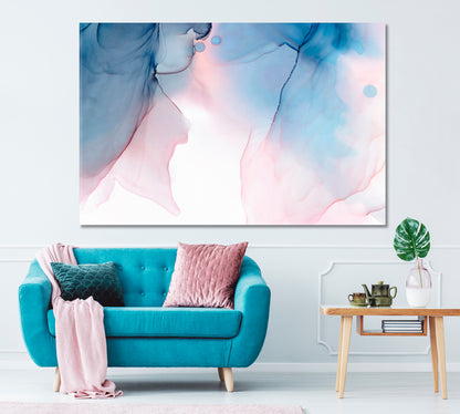 Blue and Pink Fluid Marble Canvas Print ArtLexy 1 Panel 24"x16" inches 