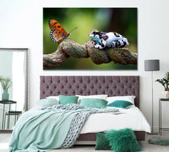 Amazing Amazon Milk Frog with Butterfly Canvas Print ArtLexy 1 Panel 24"x16" inches 