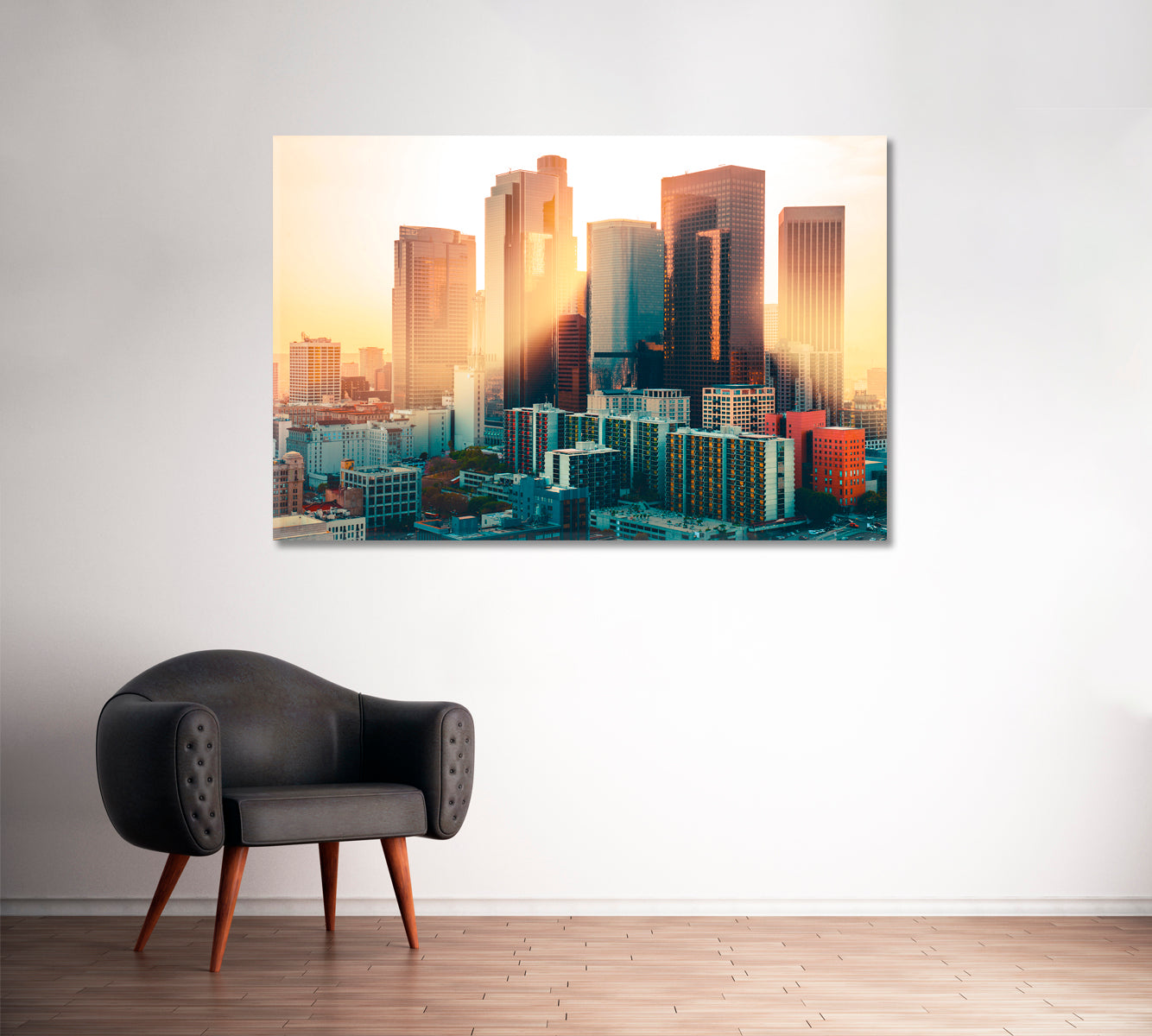Los Angeles City Skyline Canvas Print ArtLexy 1 Panel 24"x16" inches 