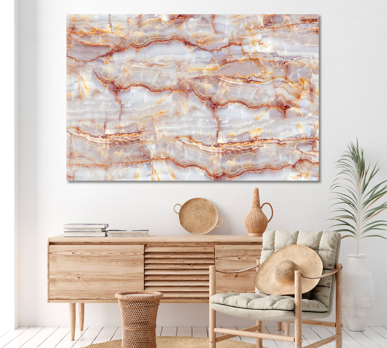 Natural Beige Marble Canvas Print ArtLexy 1 Panel 24"x16" inches 
