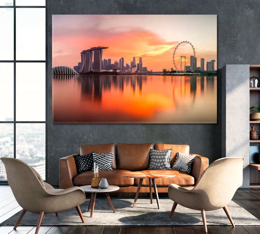 Singapore at Sunset Canvas Print ArtLexy 1 Panel 24"x16" inches 