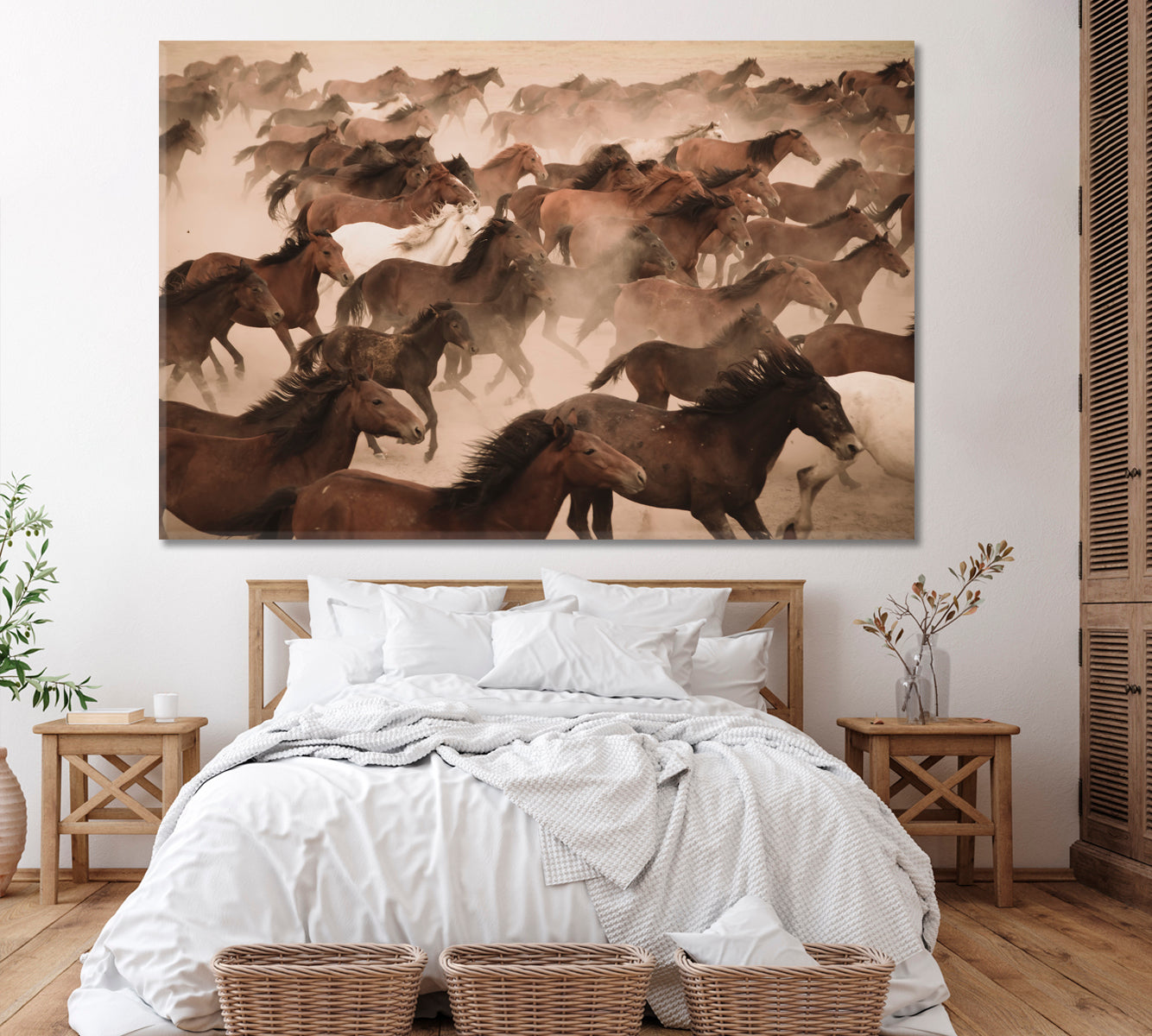 Herd of Wild Yilki Horses Kayseri Turkey Canvas Print ArtLexy 1 Panel 24"x16" inches 
