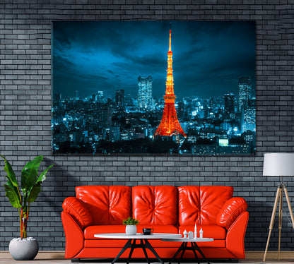 Tokyo at Night Canvas Print ArtLexy 1 Panel 24"x16" inches 
