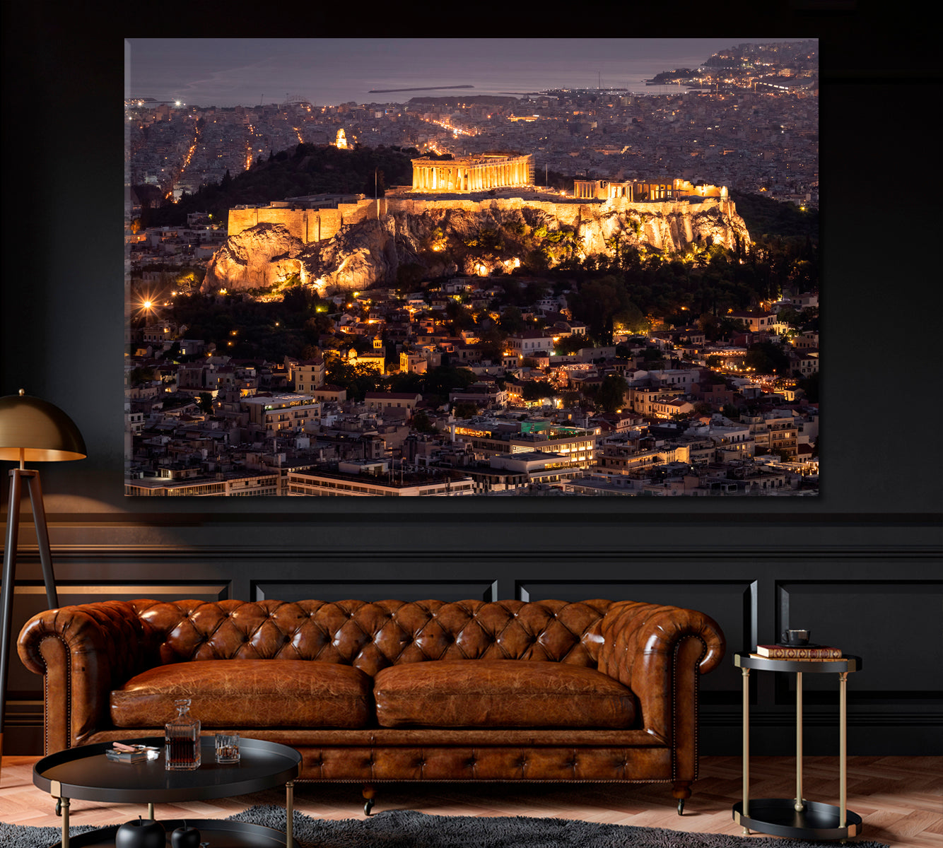 Parthenon at Night Athens Canvas Print ArtLexy 1 Panel 24"x16" inches 