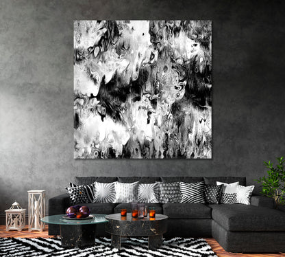Abstract Monochrome Black and White Waves Canvas Print ArtLexy   