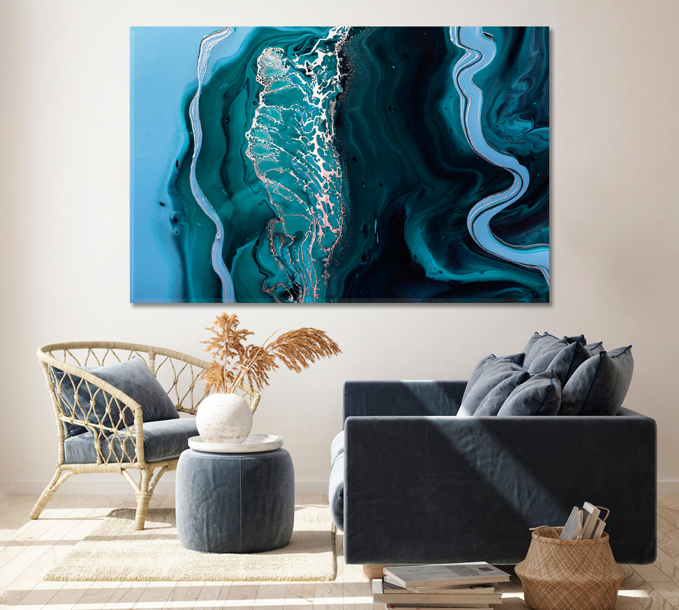 Luxury Marble Fluid Art Canvas Print ArtLexy 1 Panel 24"x16" inches 