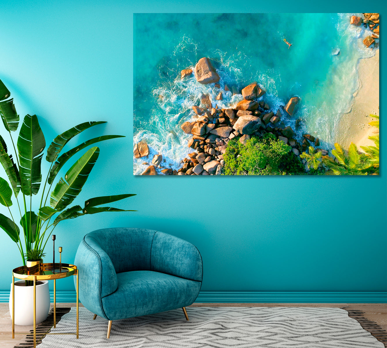 Tropical Beach Anse Lazio Seychelles Canvas Print ArtLexy 1 Panel 24"x16" inches 
