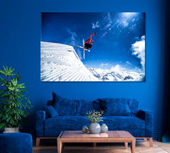 Freestyle Skier Jump Canvas Print ArtLexy 1 Panel 24"x16" inches 